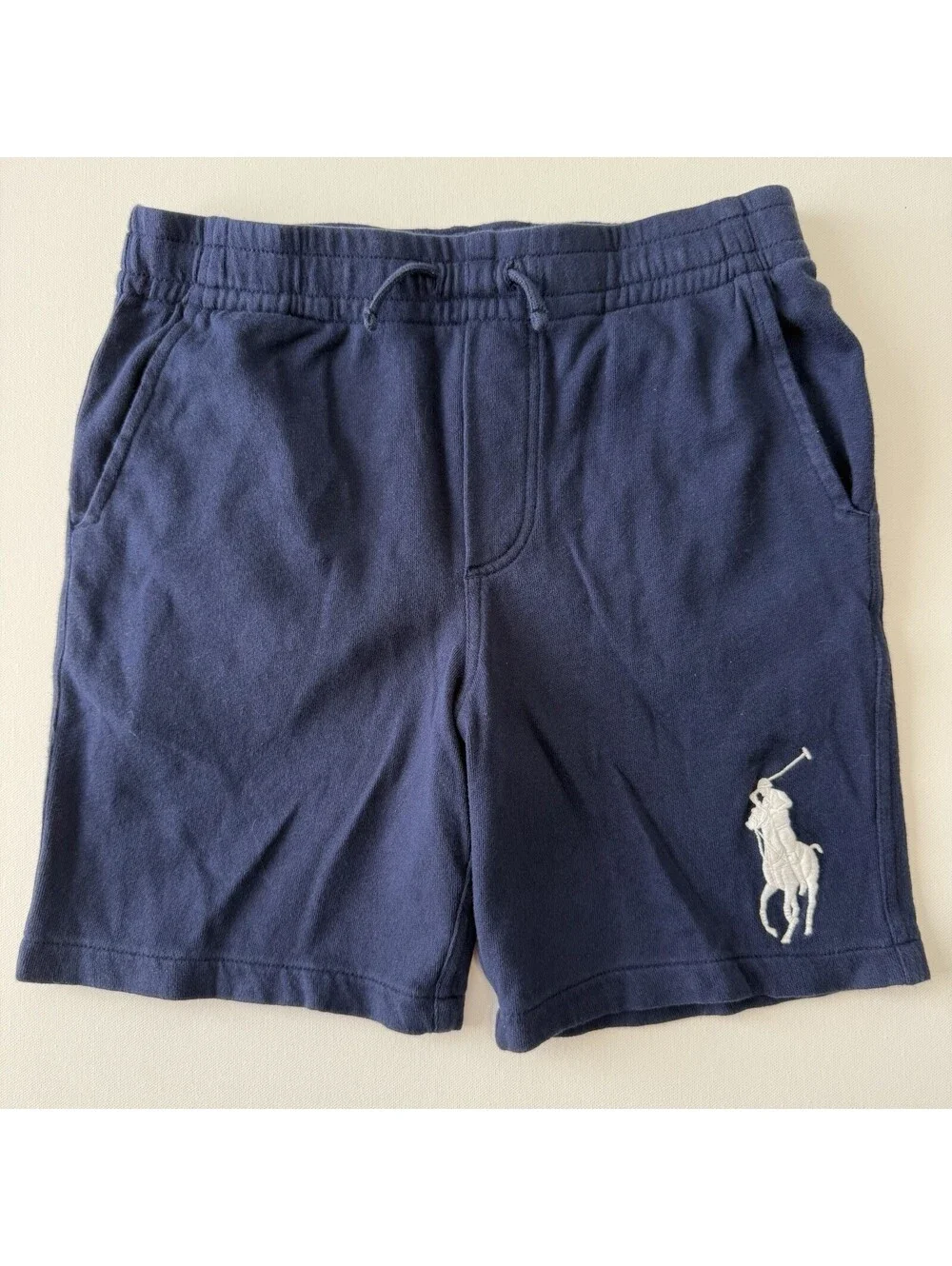 Polo Ralph Lauren Boys Big Pony Shorts Navy Blue Size M 10-12 Drawstring